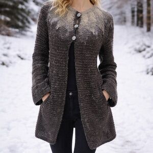Vintage Irish Mohair Sweater Cardigan – Handmade in Ireland (Size M–L)